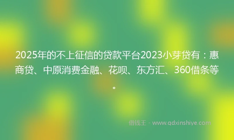 2025年的不上征信的贷款平台2023小芽贷有：惠商贷、中原消费金融、花呗、东方汇、360借条等。