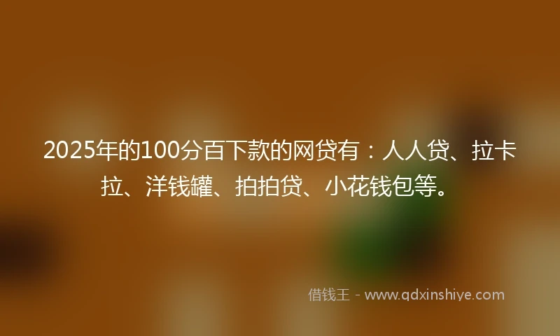 2025年的100分百下款的网贷有：人人贷、拉卡拉、洋钱罐、拍拍贷、小花钱包等。