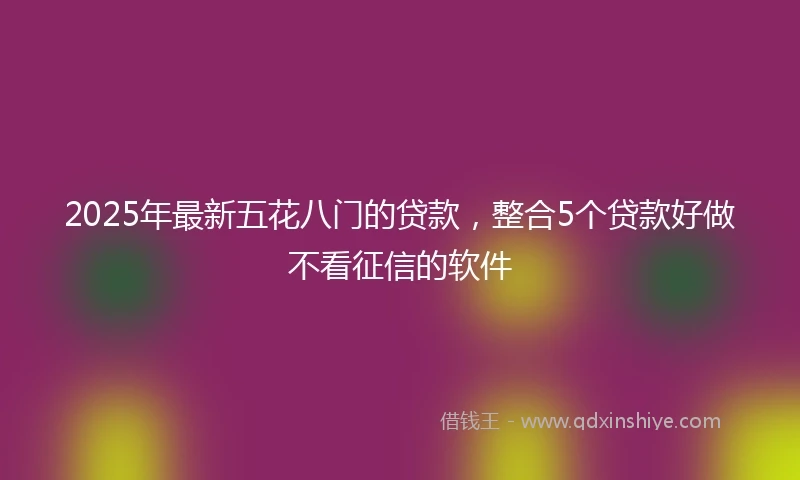 2025年最新五花八门的贷款，整合5个贷款好做不看征信的软件