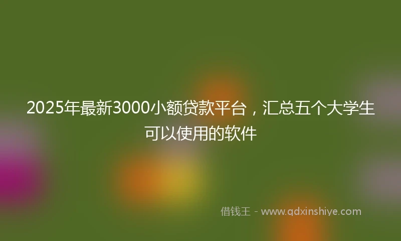 2025年最新3000小额贷款平台，汇总五个大学生可以使用的软件