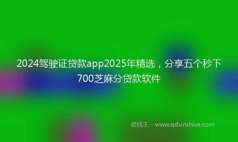 2024驾驶证贷款app2025年精选，分享五个秒下700芝麻分贷款软件
