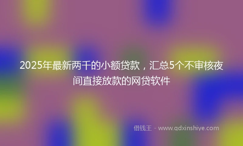2025年最新两千的小额贷款，汇总5个不审核夜间直接放款的网贷软件