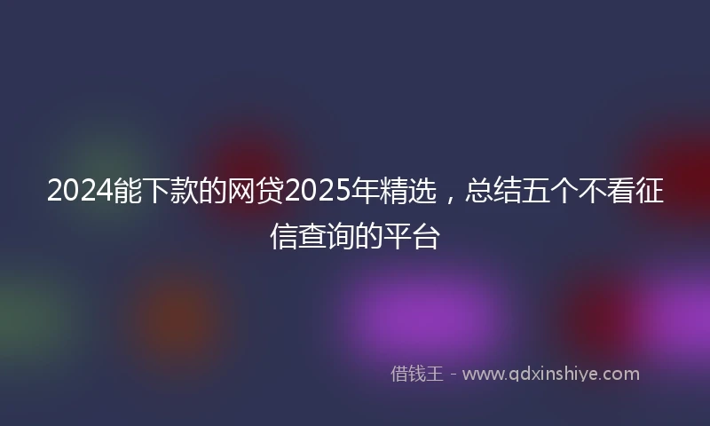 2024能下款的网贷2025年精选，总结五个不看征信查询的平台