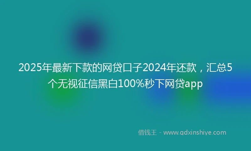 2025年最新下款的网贷口子2024年还款，汇总5个无视征信黑白100%秒下网贷app