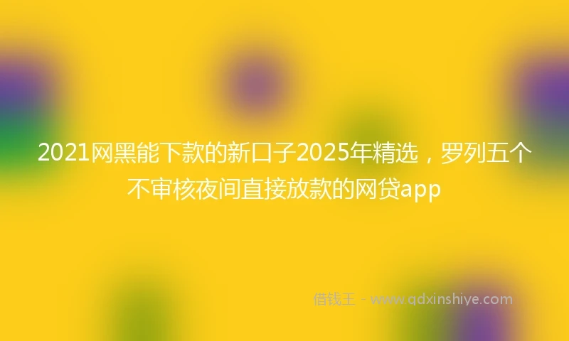 2021网黑能下款的新口子2025年精选，罗列五个不审核夜间直接放款的网贷app