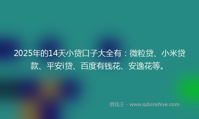 2025年的14天小贷口子大全有：微粒贷、小米贷款、平安i贷、百度有钱花、安逸花等。