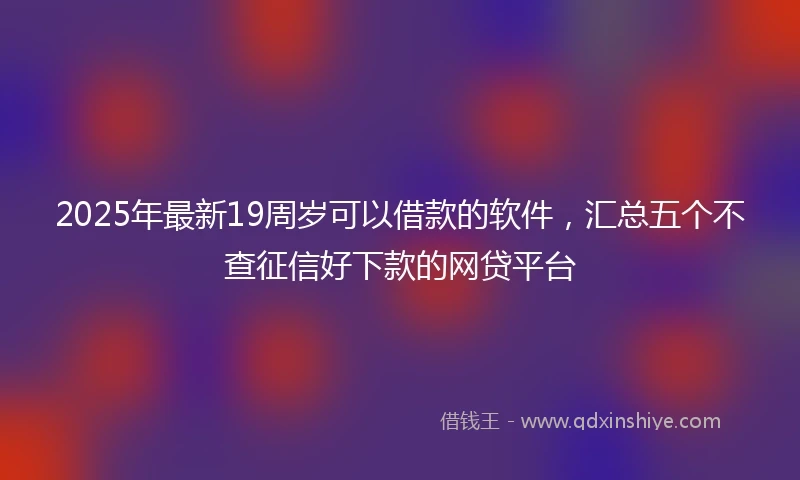 2025年最新19周岁可以借款的软件，汇总五个不查征信好下款的网贷平台