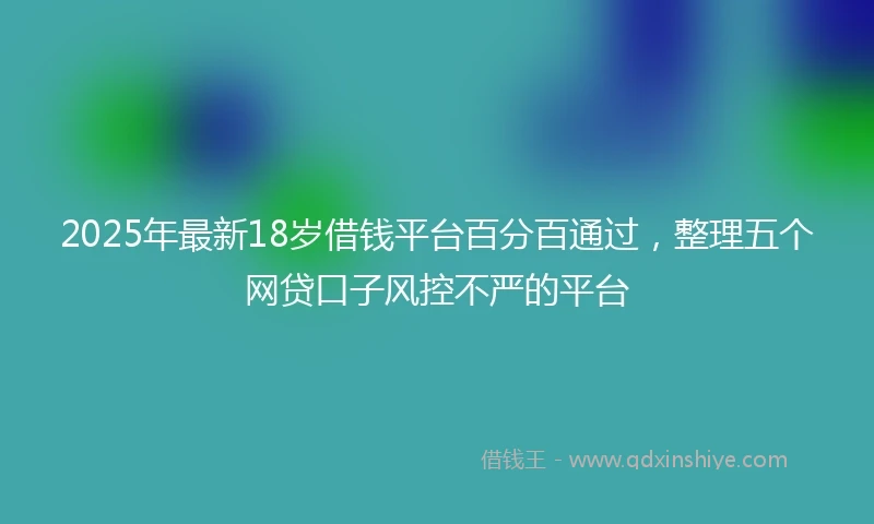 2025年最新18岁借钱平台百分百通过，整理五个网贷口子风控不严的平台