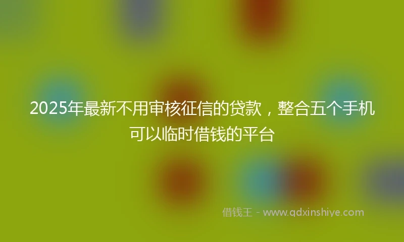2025年最新不用审核征信的贷款，整合五个手机可以临时借钱的平台