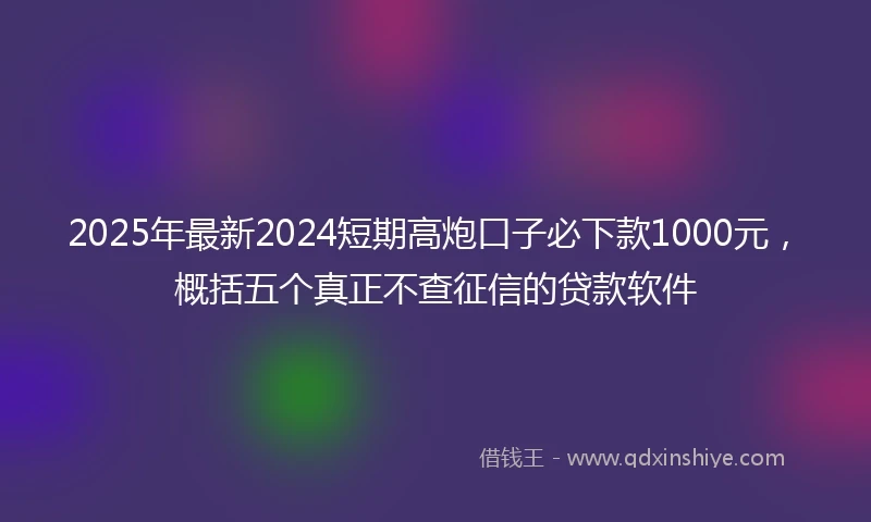 2025年最新2024短期高炮口子必下款1000元，概括五个真正不查征信的贷款软件