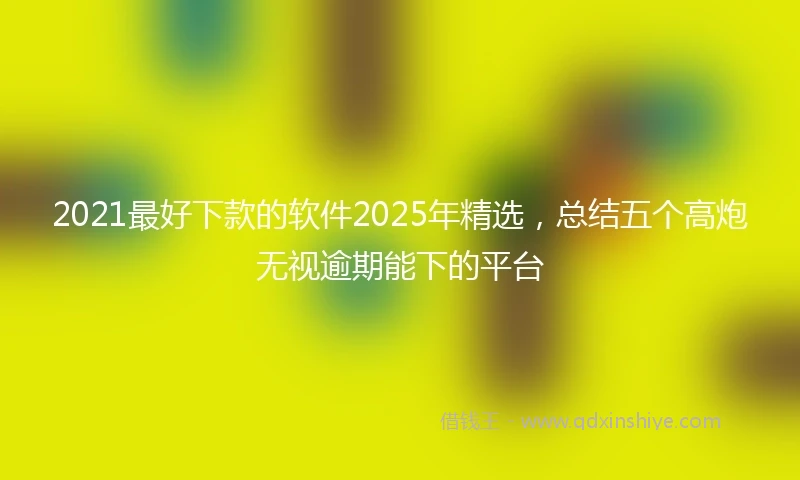 2021最好下款的软件2025年精选，总结五个高炮无视逾期能下的平台
