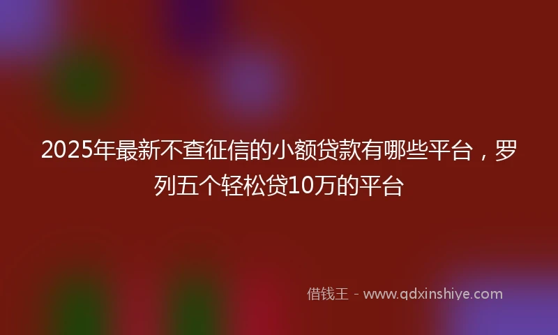 2025年最新不查征信的小额贷款有哪些平台，罗列五个轻松贷10万的平台