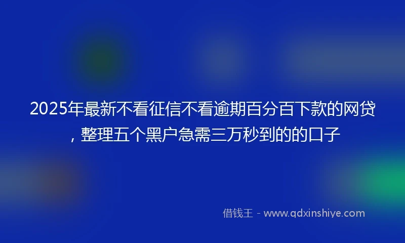 2025年最新不看征信不看逾期百分百下款的网贷，整理五个黑户急需三万秒到的的口子