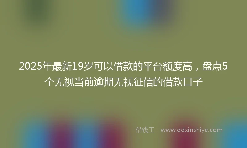 2025年最新19岁可以借款的平台额度高，盘点5个无视当前逾期无视征信的借款口子