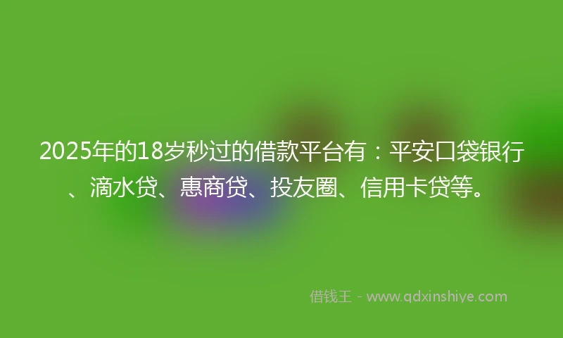 2025年的18岁秒过的借款平台有：平安口袋银行、滴水贷、惠商贷、投友圈、信用卡贷等。