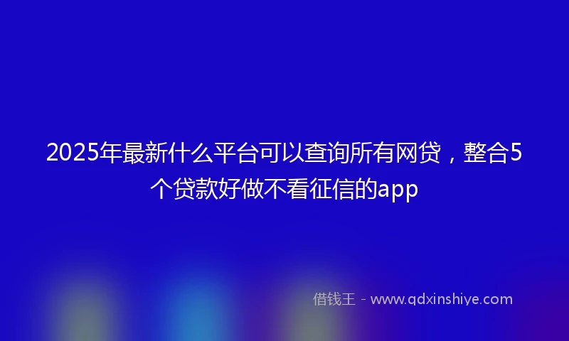 2025年最新什么平台可以查询所有网贷，整合5个贷款好做不看征信的app