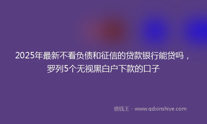 2025年最新不看负债和征信的贷款银行能贷吗，罗列5个无视黑白户下款的口子