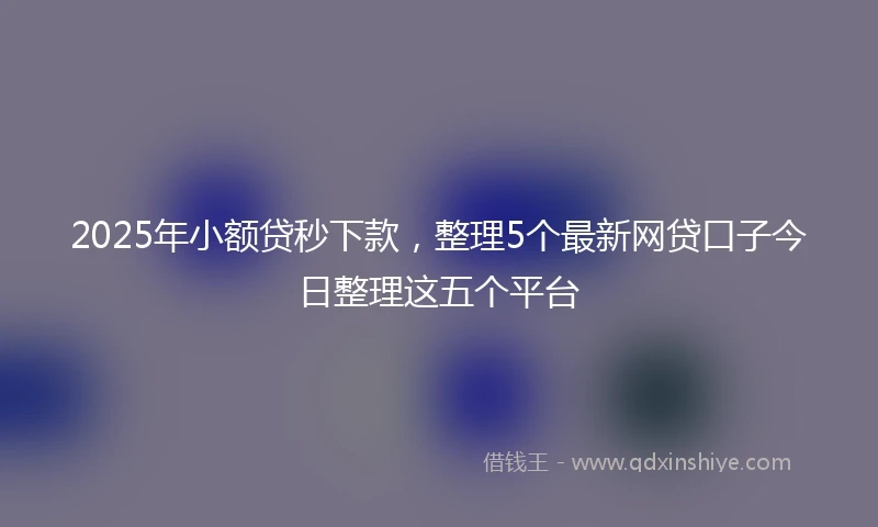 2025年小额贷秒下款，整理5个最新网贷口子今日整理这五个平台