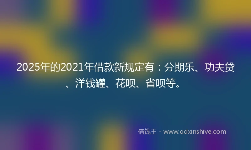 2025年的2021年借款新规定有：分期乐、功夫贷、洋钱罐、花呗、省呗等。