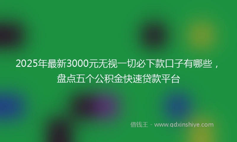 2025年最新3000元无视一切必下款口子有哪些，盘点五个公积金快速贷款平台