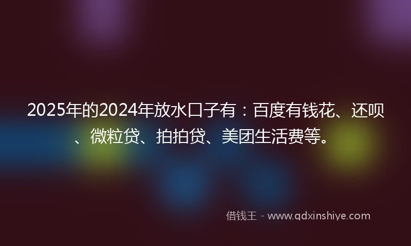 2025年的2024年放水口子有：百度有钱花、还呗、微粒贷、拍拍贷、美团生活费等。