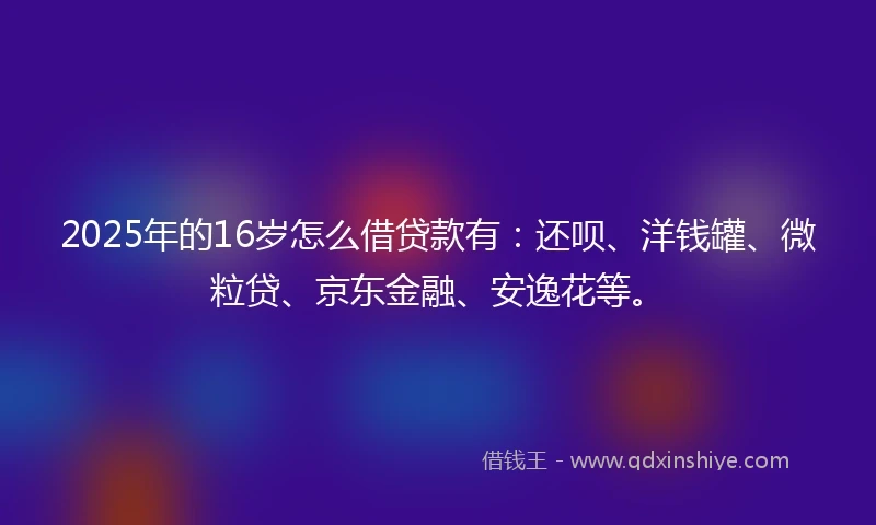 2025年的16岁怎么借贷款有：还呗、洋钱罐、微粒贷、京东金融、安逸花等。