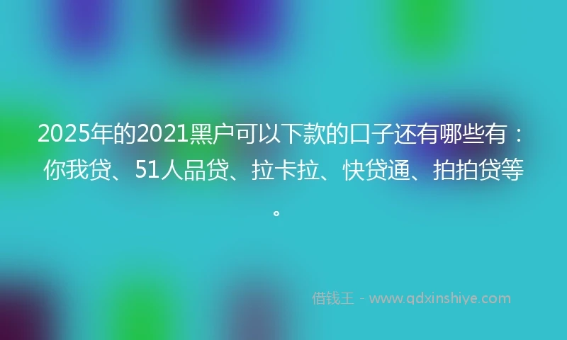 2025年的2021黑户可以下款的口子还有哪些有：你我贷、51人品贷、拉卡拉、快贷通、拍拍贷等。