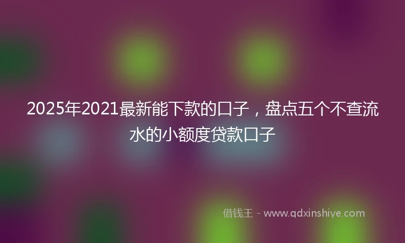 2025年2021最新能下款的口子，盘点五个不查流水的小额度贷款口子