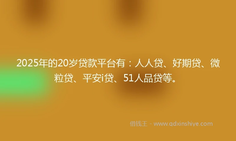 2025年的20岁贷款平台有：人人贷、好期贷、微粒贷、平安i贷、51人品贷等。