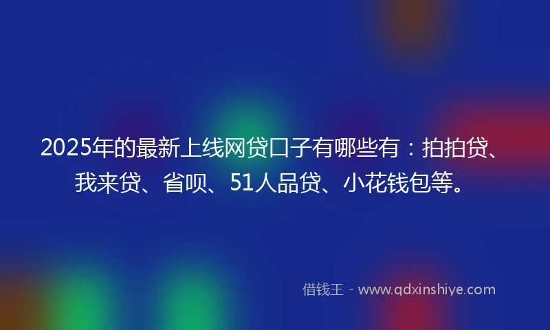 2025年的最新上线网贷口子有哪些有：拍拍贷、我来贷、省呗、51人品贷、小花钱包等。