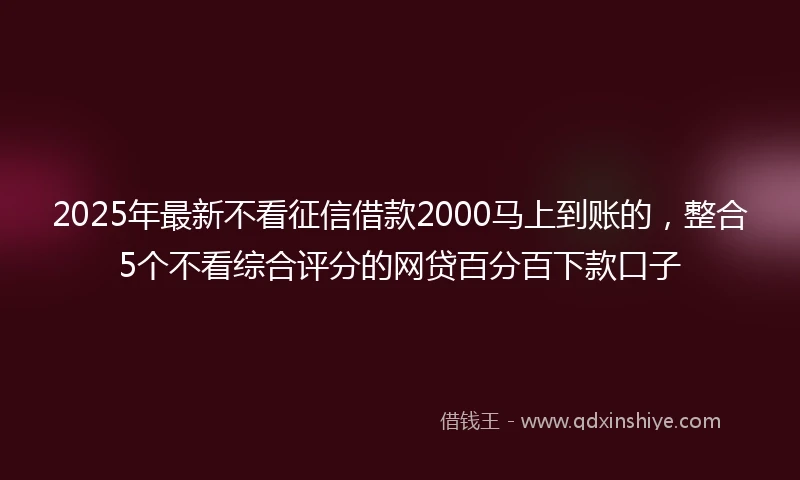 2025年最新不看征信借款2000马上到账的，整合5个不看综合评分的网贷百分百下款口子
