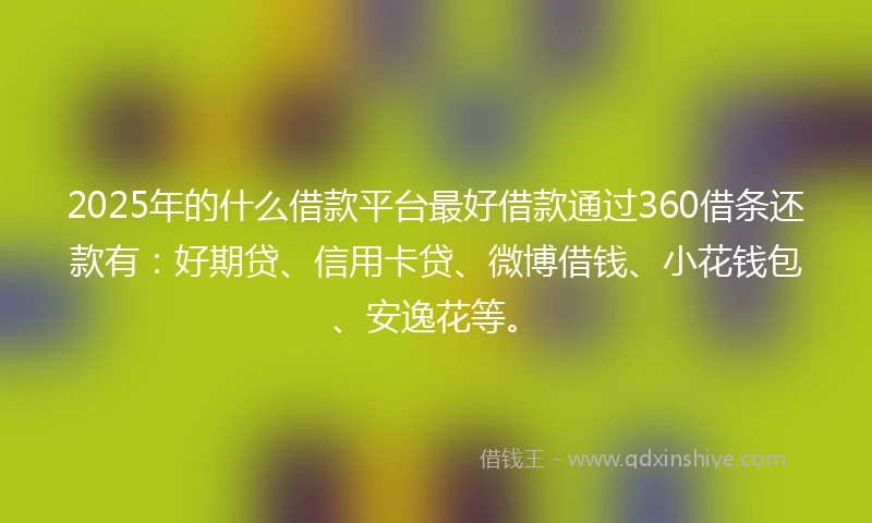 2025年的什么借款平台最好借款通过360借条还款有：好期贷、信用卡贷、微博借钱、小花钱包、安逸花等。