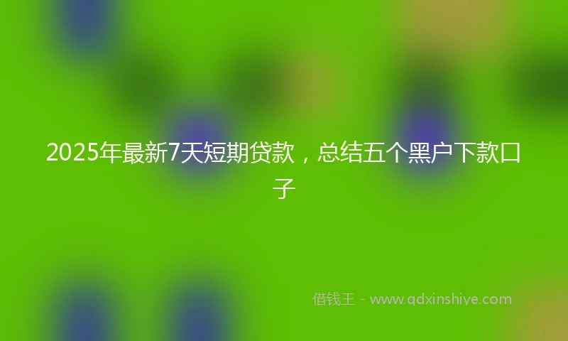 2025年最新7天短期贷款，总结五个黑户下款口子