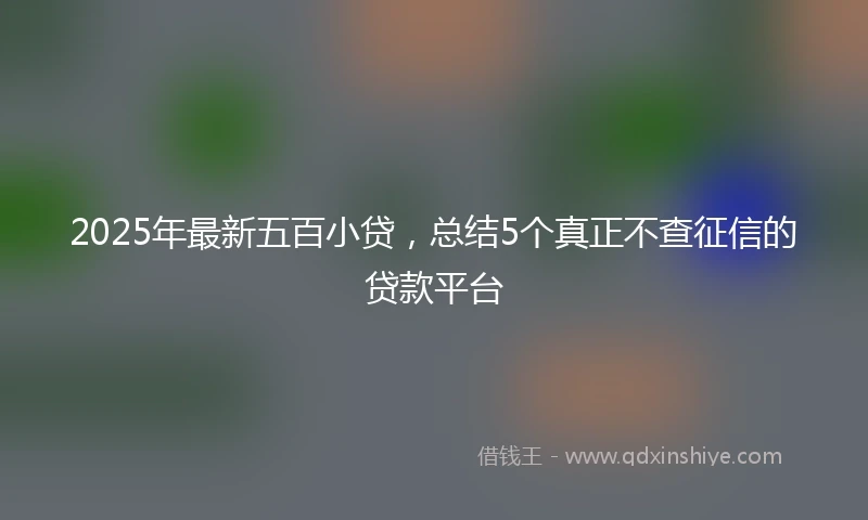 2025年最新五百小贷，总结5个真正不查征信的贷款平台