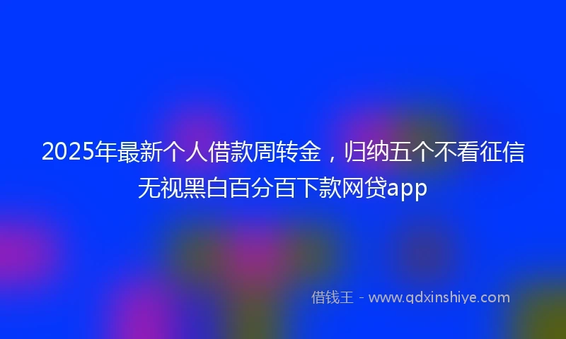 2025年最新个人借款周转金，归纳五个不看征信无视黑白百分百下款网贷app