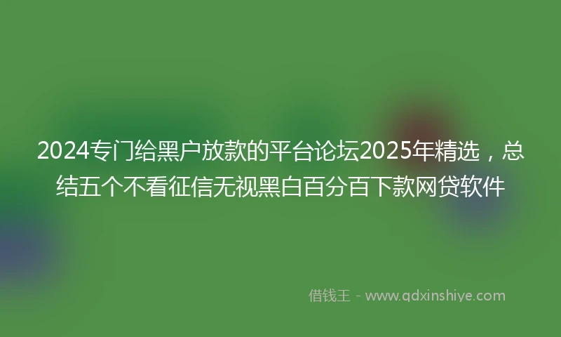 2024专门给黑户放款的平台论坛2025年精选，总结五个不看征信无视黑白百分百下款网贷软件