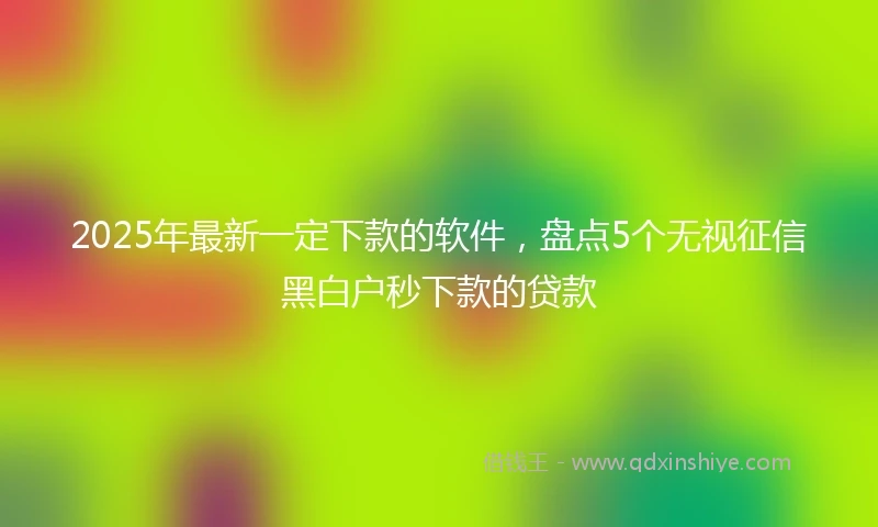 2025年最新一定下款的软件，盘点5个无视征信黑白户秒下款的贷款