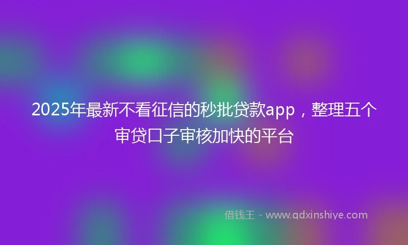 2025年最新不看征信的秒批贷款app，整理五个审贷口子审核加快的平台