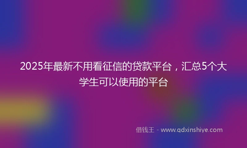 2025年最新不用看征信的贷款平台，汇总5个大学生可以使用的平台