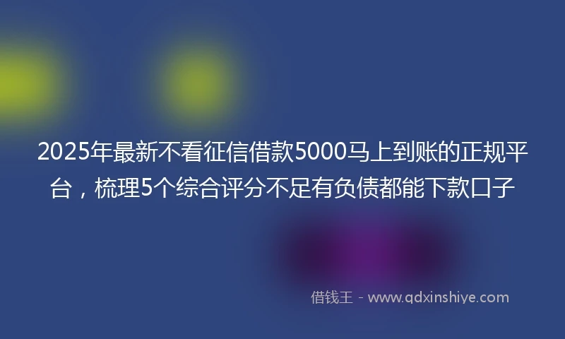 2025年最新不看征信借款5000马上到账的正规平台，梳理5个综合评分不足有负债都能下款口子