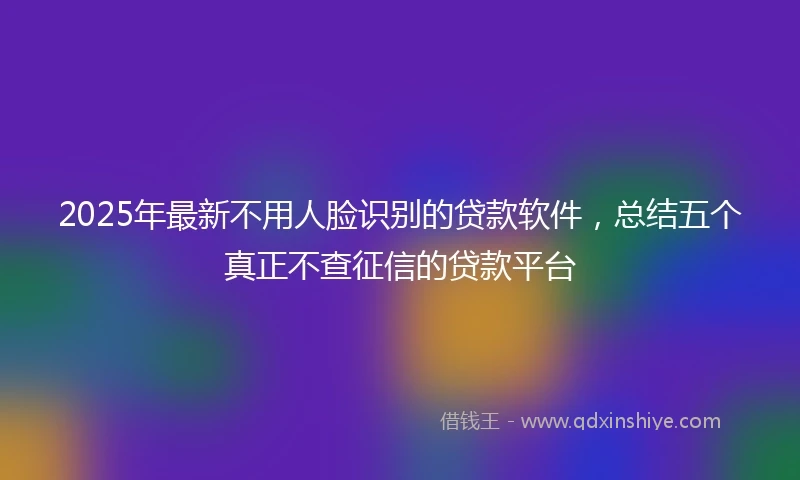 2025年最新不用人脸识别的贷款软件，总结五个真正不查征信的贷款平台