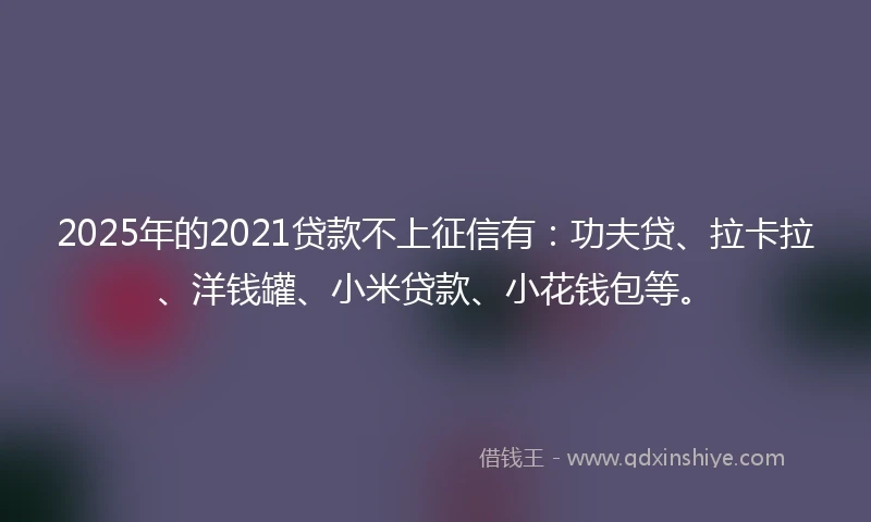 2025年的2021贷款不上征信有：功夫贷、拉卡拉、洋钱罐、小米贷款、小花钱包等。