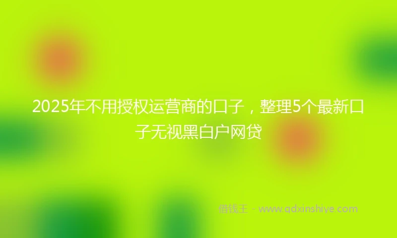 2025年不用授权运营商的口子，整理5个最新口子无视黑白户网贷