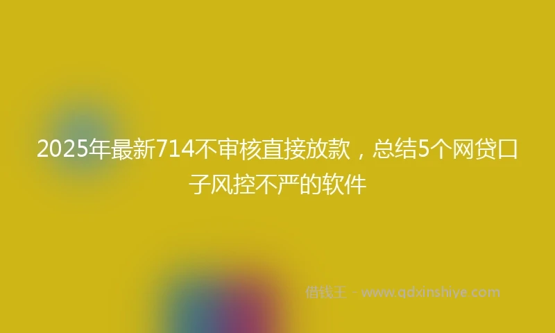 2025年最新714不审核直接放款，总结5个网贷口子风控不严的软件