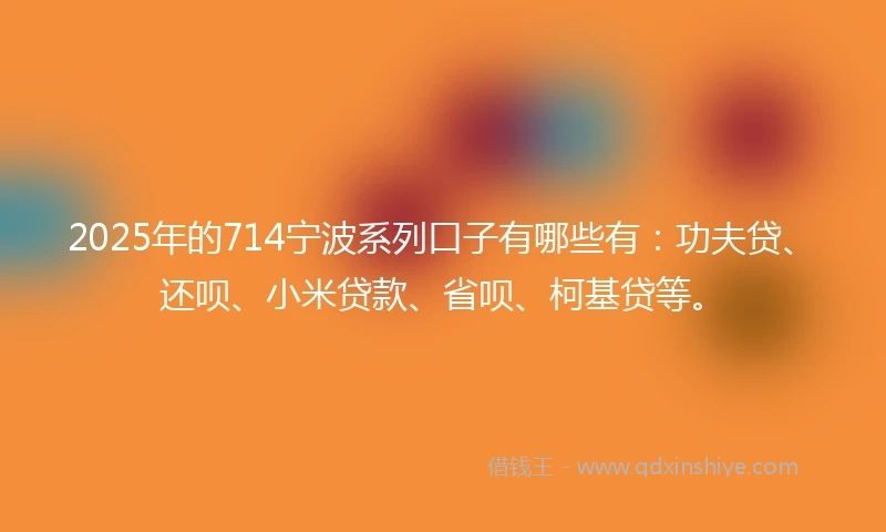 2025年的714宁波系列口子有哪些有：功夫贷、还呗、小米贷款、省呗、柯基贷等。