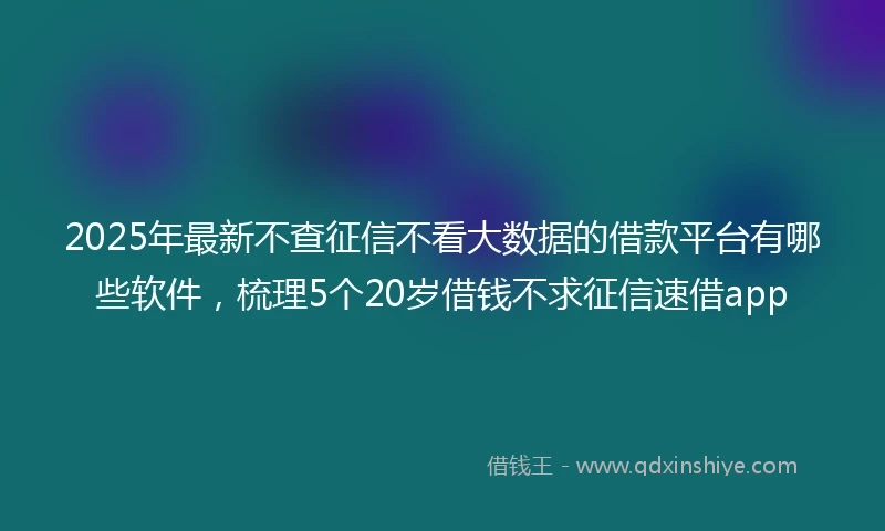 2025年最新不查征信不看大数据的借款平台有哪些软件，梳理5个20岁借钱不求征信速借app