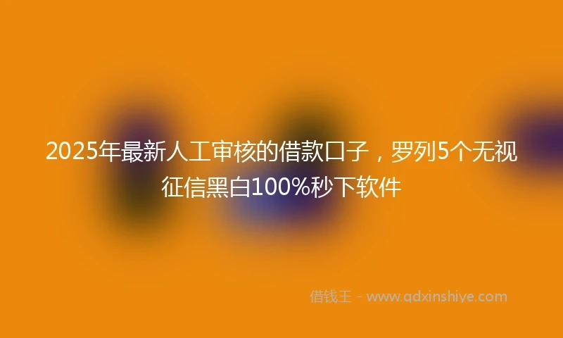 2025年最新人工审核的借款口子，罗列5个无视征信黑白100%秒下软件