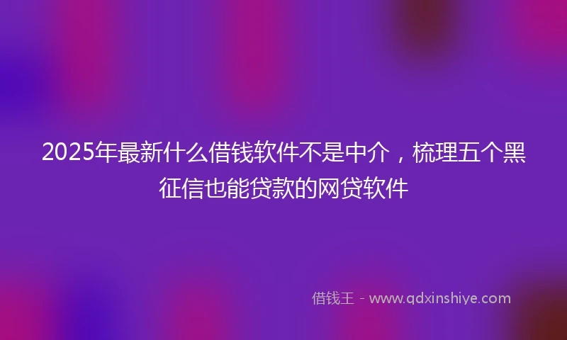 2025年最新什么借钱软件不是中介，梳理五个黑征信也能贷款的网贷软件