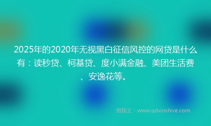 2025年的2020年无视黑白征信风控的网贷是什么有：读秒贷、柯基贷、度小满金融、美团生活费、安逸花等。