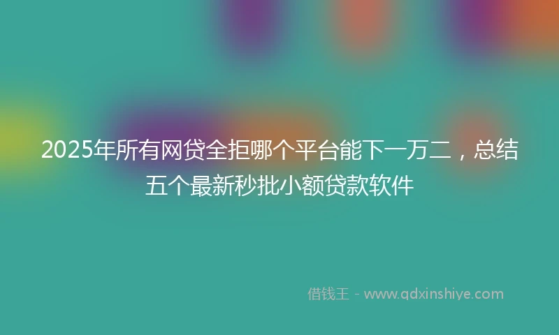 2025年所有网贷全拒哪个平台能下一万二，总结五个最新秒批小额贷款软件